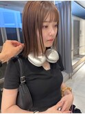 ナチュラルストレート×伸ばしかけボブ/ベージュカラー