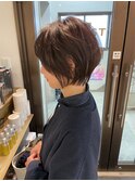 大人可愛い20代30代40代黒髪前下がりショートボブ丸みショート◎