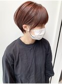 髪質改善カラー大人ナチュラルマッシュショート耳かけ
