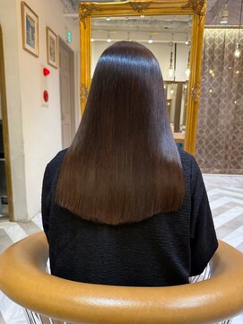 ロンドアベニール 北千住(Lond avenir) ブリーチなしチェリーブラウン髪質改善縮毛矯正酸性ストレート