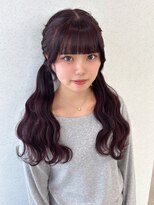 ツインテール ヘアセット 顔周りカット フルバング 美髪 20代