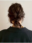 ヘアアレンジ　カチモリ　お団子　お呼ばれ　結婚式　20代30代