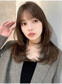 くびれヘア/アプリコットオレンジ/韓国/ブリーチ/レイヤー錦糸町