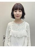 ボブパーマ/ワインレッド