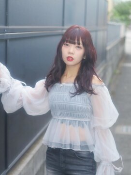 ベレッタ 楠葉店(veretta.) 色っぽミディ/顔周りレイヤー/暗め艶カラー/レッドブラウン