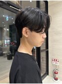 メンズセンターパートウルフセンターパートニュアンスパーマ襟足