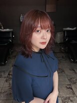 ヘアー アイス ルーチェ(HAIR ICI LUCE)&nbsp;レイヤーカット/ブリーチなしボルドー/ワインレッド/太田