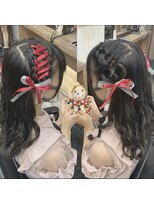 ヘアセット アリエス 新宿駅前店(aries)&nbsp;レースアップとハートのハーフツイン