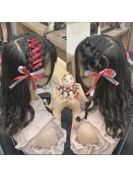 ヘアセット アリエス 新宿駅前店(aries) レースアップとハートのハーフツイン