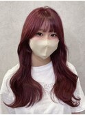 ピンクブラウン_ワンホンヘア_ダブルカラー