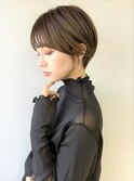 ショートパーマ ニュアンスカール 暗髪