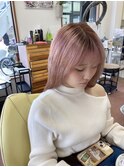 ブリーチと薄いピンクカラー