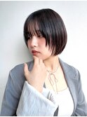 大人ミニボブ前髪ありフェイスレイヤー丸顔暗髪K20250623