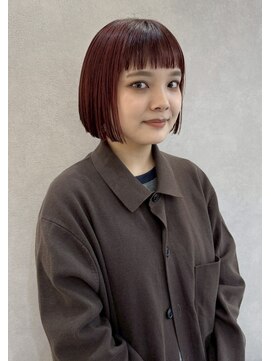 ソワンドゥブレスシエン 堀江店(soin de brace CIEN) ぱつっとボブ×ブラウンレッド[堀江/髪質改善]