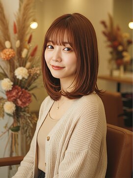 ミディアム/ナチュラルレイヤーカット/くびれ/大人女性/ボブ