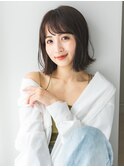 20代30代大人かわいいうる艶髪透けバングぷつっとボブ