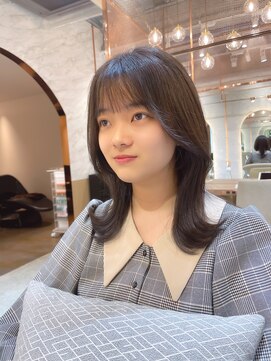 ロンド エスポワール 錦糸町(Lond espoir) 黒髪レイヤーロンググレーベージュ前髪パーマ【韓国ヘア鈴木颯】