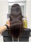 ミディアムレイヤーロングレイヤーカット顔周りショコラブラウン