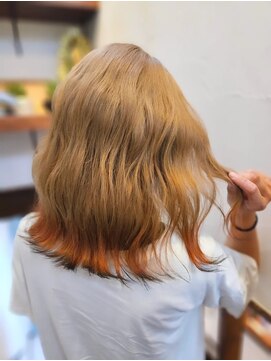 サーティーン(THIRTEEN) ブリーチ１回デザインカラー♪裾キツネカラー♪【20代】