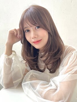 ビーチ(BEACH) レイヤーカット/韓国ヘア/小顔/前髪長め/ココアベージュ/黒髪