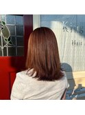 レイヤーカット×オレンジブラウン10.26暗めカラー