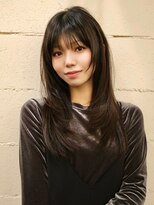 ランプ 代官山(the lamp)&nbsp;前髪ありブリーチなしアッシュブラウンレイヤーカットロング