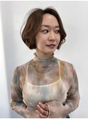 肩上ボブ大人可愛いボブひし形ボブアッシュベージュ