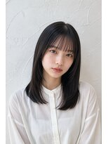 ヘアデザイン アンジェロカフェ(Hair Design Angelo cafe) ダークブラウン×顔周りレイヤー×ミディアム【20代30代40代】