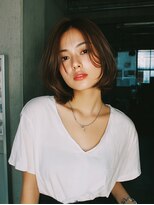 ロッソ 大橋店(Rosso) 長めバングのやわらか暗髪ボブ【大橋】