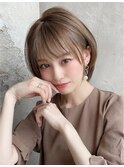 大人可愛い/耳かけショートボブ/メルティカラー/似合わせカット