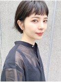 大人かわいい小顔ひし形マッシュショートボブ黒髪渋谷原宿神宮前