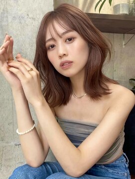 サイン 渋谷(SIGN) 切りっぱなしボブエアリーロングピンクブラウンベリーショート