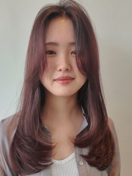 イーストハムアール(EAST HAM r) センターパート韓国レイヤー/ローズブラウン