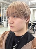 韓国メンズホワイトシースルーマッシュアッシュグレージュカラー