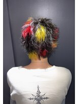 ゲームバイアランスミシー 心斎橋(GAME by Alan Smithee)&nbsp;レッド／イエロー／デザイン／ダブルカラー／ケアブリーチ