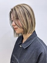 サンクプロジェクト(cinq PROJECT) ショートボブデザインカラーインナーカラーローライトカラー韓国