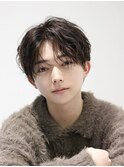 メンズヘアシャドウパーマ毛流れコンマバング