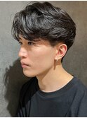 メンズセンターパートウルフセンターパートニュアンスパーマ襟足