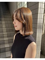 フェイス 石川町 (FACE)&nbsp;ミディアムレイヤー×外ハネボブ×前髪長め×オリーブカラー横浜