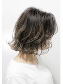 外国人風ボブ ハイライトグラデーション グレージュ10273