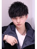 メンズ 黒髪ツーブロックショート ソフトツイスト 波打ち