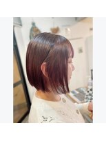 アオゾラヘアー フジサキグウ(AOZORA HAIR FUJISAKIGU) 切りっぱなしボブ×ハイライト