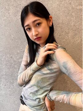 アース 三軒茶屋店(HAIR&MAKE EARTH) 三軒茶屋_レディース_ロング_ストレート_韓国_黒髪_耳掛け_小顔