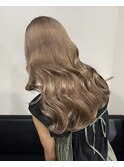 5510透明感グレージュカラー艶髪ワンホンヘア韓国レイヤーロング