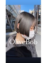 スウィープ 札幌大通(sweep) 切りっぱなしボブ　ミニボブ　オリーブベージュ