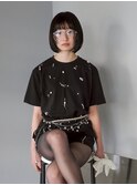切りっぱなしボブ/黒髪ショート
