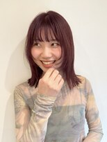 外ハネボブ　切りっぱなしボブ　暖色ボブ　姫カットレイヤー