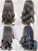 ナチュラルブルーブラック艶感ストレート美肌透明感ブルーカラー