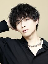 リップス 天神(LIPPS)&nbsp;縦落ちツイスパツーブロックマッシュショート黒髪パーマヘア