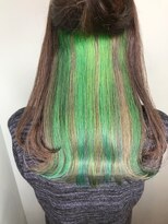 オーティティ(O-TETE)&nbsp;O-tete エメラルド系グレー系ストライプインナーカラー